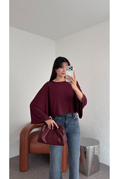 HAZELANNA بلوزة بيسك بوردو مع كاب