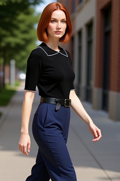 PayBuy Polo Neck Fitted Knitted Blouse Comfortable Summer Daily Elegant Design and Stylish