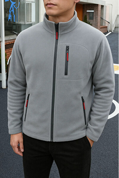 COMBİNE MİCHAİL Erkek Comfort Fit Rahat Kalın Gri Polar