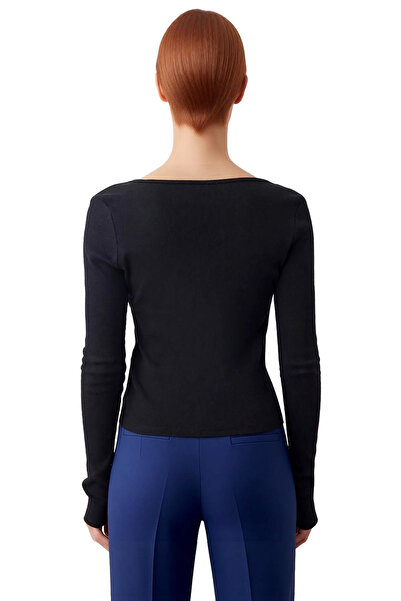 PayBuy Γυναικείο πλεκτό κοστούμι με λαιμόκοψη με λεπτομέρεια Agraf, ελαστικό, που ταιριάζει στο σώμα, ποιοτικό, κομψό, άνετο και μοντέρνο