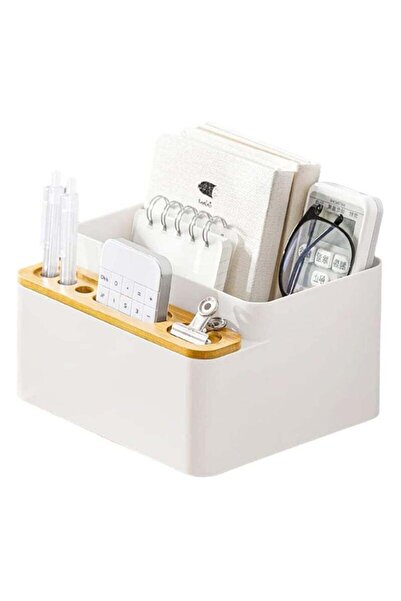 fulina Desktop Storage Box, Detachable Wood Desktop Storage Caddy, Multifunctional Storage Box, Desktop Org