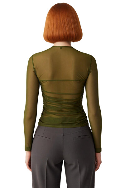 PayBuy Women's Double-Breasted Collar Gathered Tulle Quality Stylish Comfortable Modern Elegant Daily