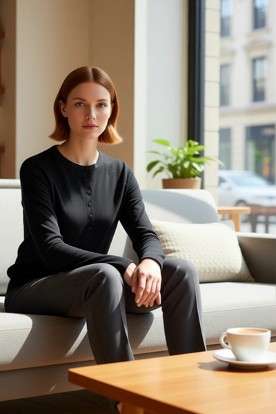 PayBuy Women's Crew Neck Long Sleeve Regular Fit Cotton Knitted Plain Blouse Ideal for Everyday Wear