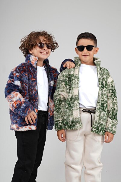 king brich Kingbrich Kids Mock Neck Patterned Children's Fleece with Zipper