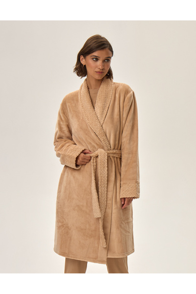 ESOTIQ Women's Fleece Bathrobe Home Robe with Belt Elegant Classic Design Sup...