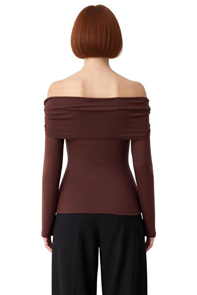 PayBuy Women's Drawstring Carmen Collar Long Sleeve Bodycon Knitted Quality Stylish Comfortable Modern Elegant