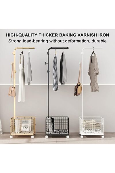 Chulovs Modern Metal Freestanding Coat Rack with Natural Marble Base, 1.7m, 5 Hooks