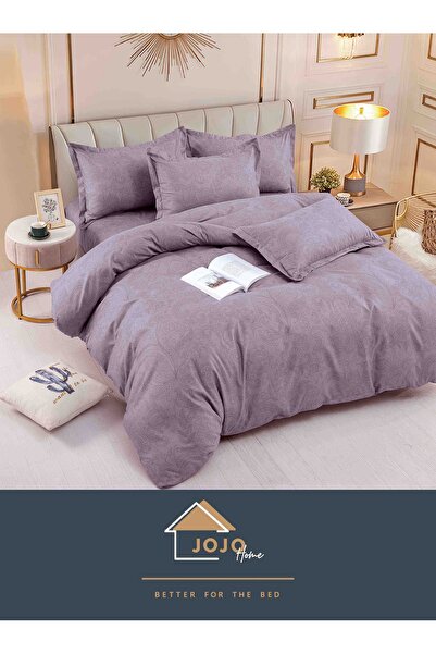 JOJO HOME Bed linen set, fine cotton, with elastic, 6 pieces, 180x200cm, Purple with mandala pattern