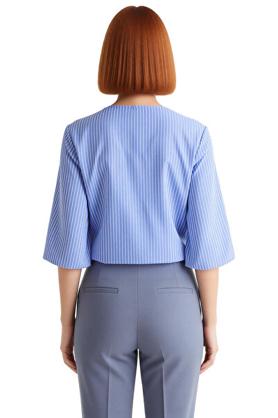 PayBuy Bluză cu dungi din bumbac, cu mânecă scurtă, de vară, confortabilă, zilnică, croială Zarifane Design