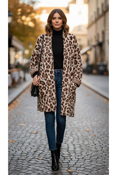 Store Kadın İtalyan Leopar Desenli Uzun Kürk