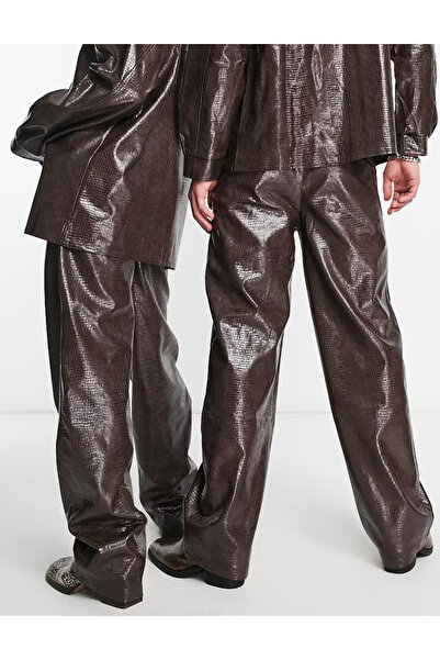 Reclaimed Vintage Reclaimed vintage faux leather trousers, brown