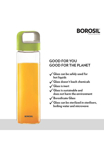 Borosil Neo Glass Bottle 500ml Green