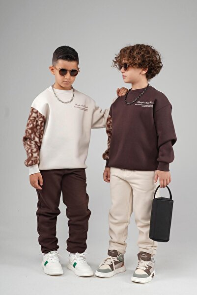 king brich Kingbrich Kids guler rotund Mânecă cu secțiuni cu imprimeu Swea pentru copii tricou