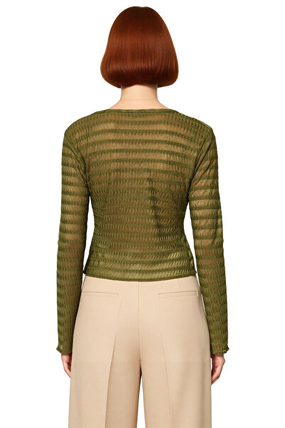 PayBuy Women's Textured V-Neck Tie Detail Stretchy Knitted Crop High Quality Stylish Comfortable Modern Elegant Casual