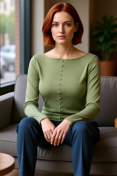 PayBuy Women's Fitted Crew Neck Long Sleeve Button-Up Color Stretchy Woven Blouse for Casual Winter Fashion