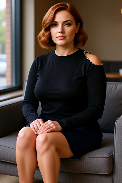 PayBuy Women's Mock Neck Body-Hugging Polyester Knitwear Blouse Stylish Evening Outfits with Stone Detailing and Long Sleeves