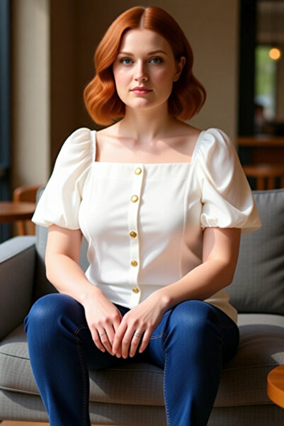 PayBuy Women's Square Neck Balloon Sleeve Blouse Comfortable and Stylish Choice Quality Stylish Comfortable Modern