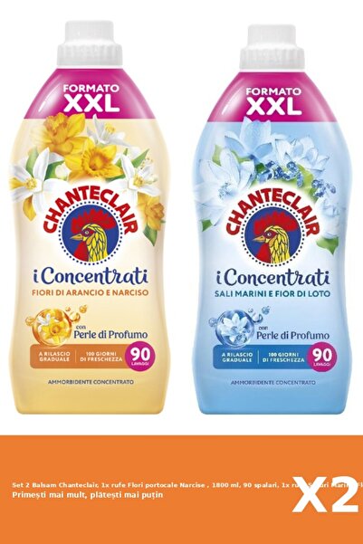 Chanteclair Set of 2 Chanteclair Conditioner, 1x laundry Orange Flowers Narcissus, 1800 ml, 90 washes, 1x laundry Large Salts