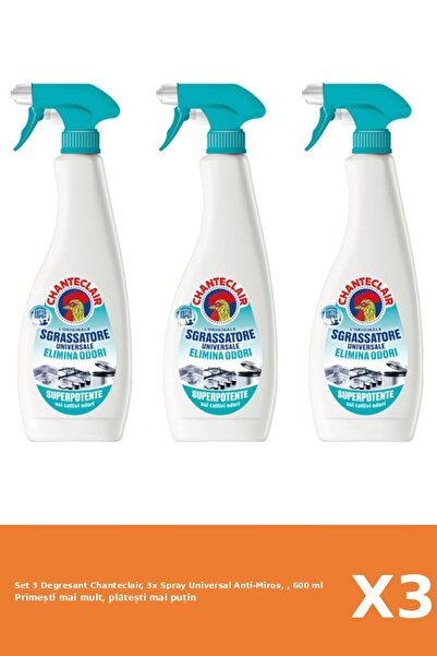 Chanteclair Set of 3 Chanteclair Degreaser, 3x Universal Anti-Odor Spray, , 6...