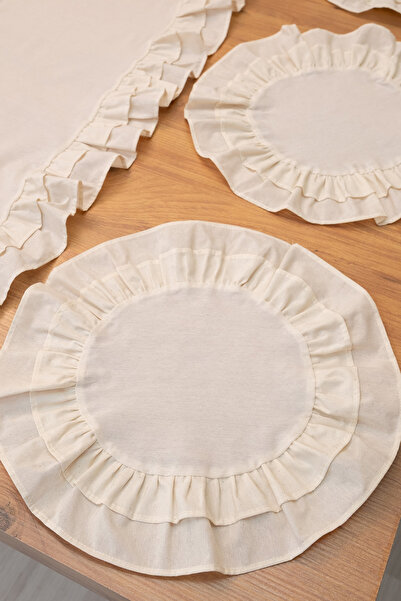 abidehanım Breeze | 7 Piece Double Ruffle Tablecloth Presentation Set 40 X 150