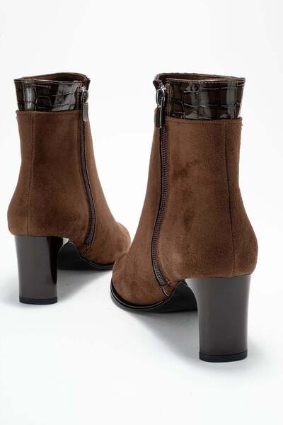 Lizy Shoes Süet Minimal Tokalı Topuklu Kadın Bot