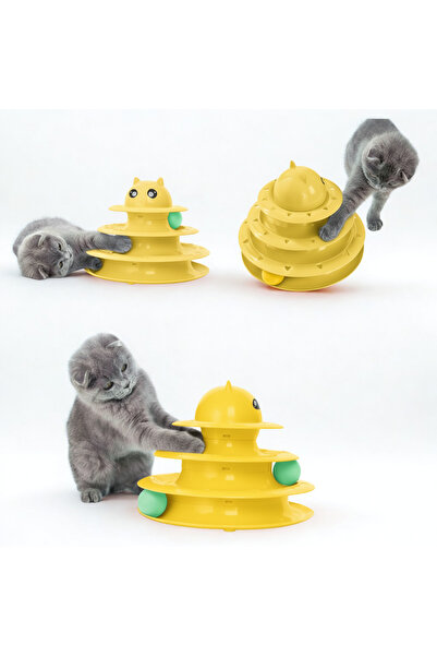BTNES 3 Katlı Kedi Oyuncağı Tower Of Tracks Eğitici Kedi Oyuncağı İnteraktif Oyuncak
