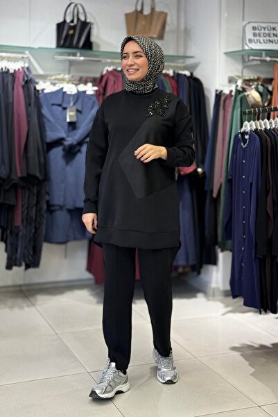 FUAT GÜRSEN Fuat Gürşen 4335 Flower Stone Embroidered Trouser Suit - Black