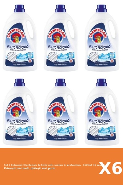 Chanteclair Set 6 Detergent Chanteclair, 6x lichid rufe curatare in profunzime, , 1575ml, 35 spalari