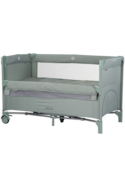 Chipolino Relax folding crib basil linen with sliding side