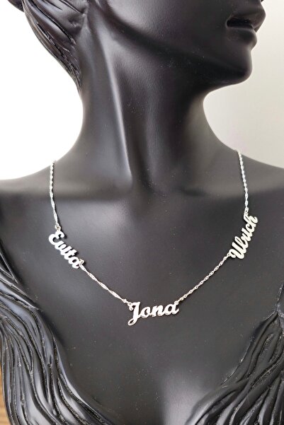 ÖZGÜR TAKI 925 Ayar Gümüş 3 İsimli Kolye