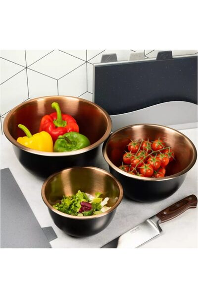 Klausberg Bowls, stainless steel, black, set of 3 pieces 1.6 l, 3 l and 5 l,