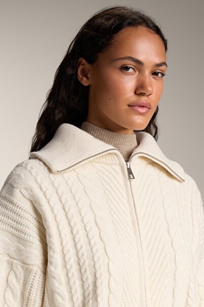 Oysho High neck cable knit jacket