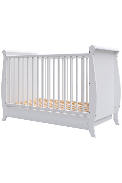 Hubners Mara wooden baby cot 120 x 60 cm white with drawer