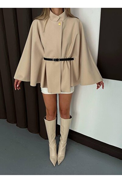 Ekim Store سترة بانشو بحزام وأزرار