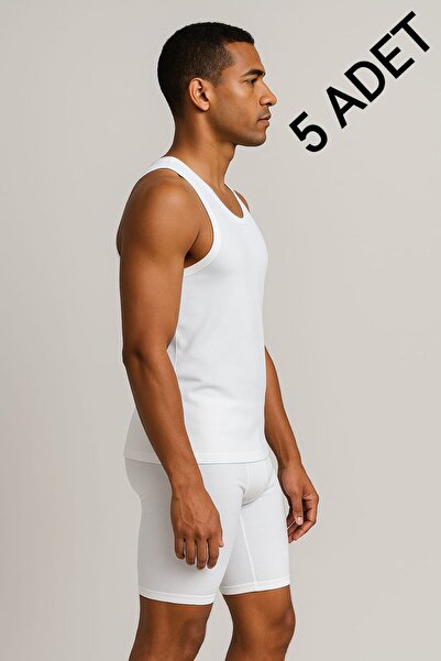 Tutku 5 штук білих 100% бавовняних класичних чоловічих майок на бретельках – дихаючі, поглинають піт, комфортні для щоденного носіння