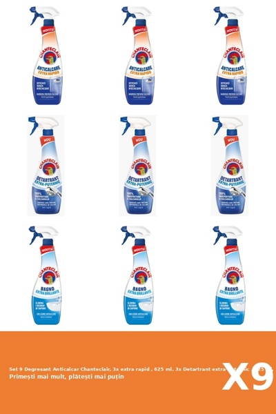 Chanteclair Set 9 Degresant Anticalcar Chanteclair, 3x extra rapid , 625 ml, ...