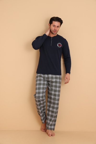 Wordex Flk 7014 Interlock Winter Plaid Pajama Men's Pajama Set