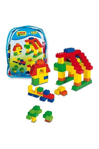 Unico Plus Construction Set - Transparent Plastic Backpack with 150 Multicolor Pieces