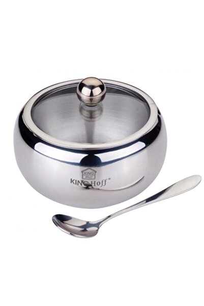 Kinghoff Container for sugar, sauces, spices, with spoon and lid, stainless steel, capacity 460ml,