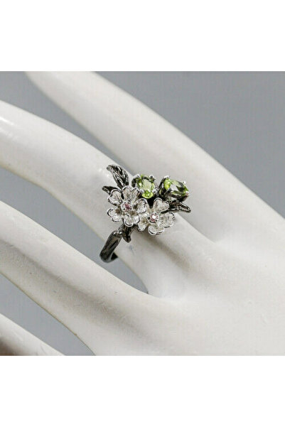 FashionBijoux Inel bijuterie din argint 925 cu peridot si zirconiu, 6.25