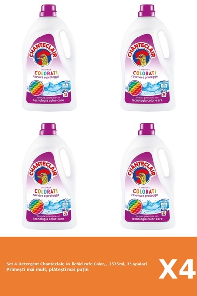 Chanteclair Set 4 Detergent Chanteclair, 4x lichid rufe Color, , 1575ml, 35 s...