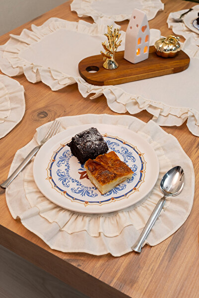 abidehanım Breeze |   7 Piece Double Ruffle Tablecloth Presentation Set 40 X 150