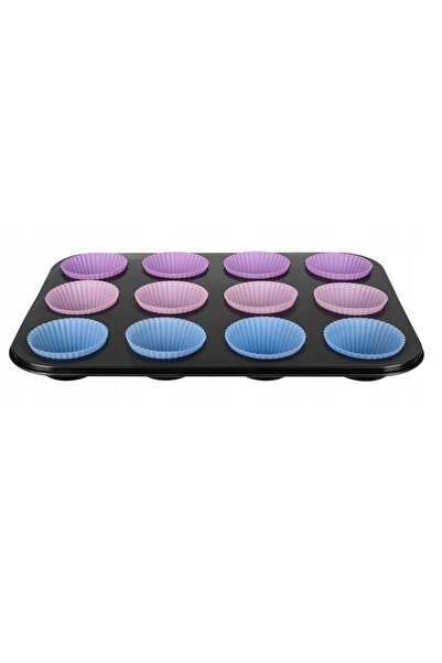 zola Muffin tray, silicone shaped, 12 spaces, Teflon coated, 35 x 26.5 x 3 cm
