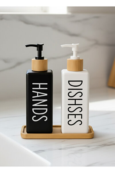 Kapris Dmr-8889 2-компонентна бамбукова тава с квадратна стъклена сапунерка