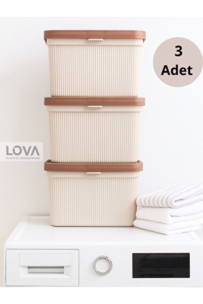 Lova 3'lü Çok Amaçlı Kapaklı Kulplu Sepet