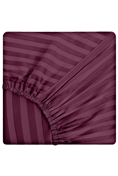 Five Store Single bed linen with elastic cover, Elegance, cotton damask, 1 cm stripe, mauve