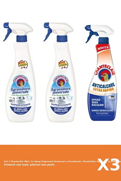 Chanteclair Set 3 Mixt: 2x Spray Degresant Universal cu bicarbonat, ChanteCla...