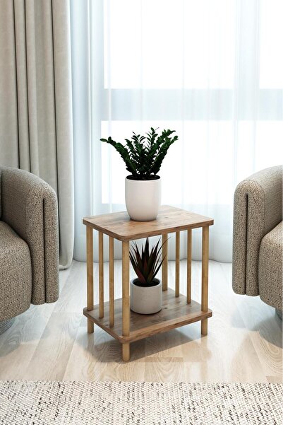 MERVİNG MODERN TASARIM AHSAP YAN SEHPA- BİTKİ VE KİTAP SEHPASI