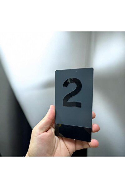 zafrakreklam Vertical Laser Metal -Black Plexiglass Apartment Site -Apartment Hotel Office - Door Number - No 2 Two