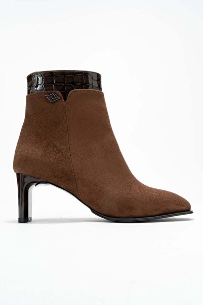 Lizy Shoes Süet Minimal Tokalı Topuklu Kadın Bot